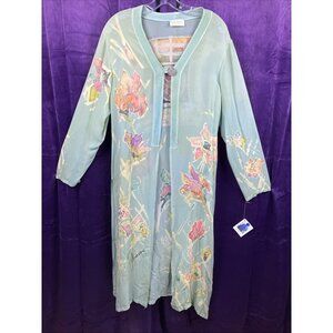 NWT Silk ARTWEAR Hand Painted Lagenlook Floral Tunic Cardigan Kathy Robinson